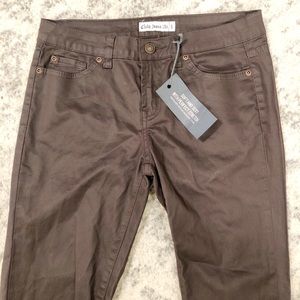 NWT CIELO USA FAUX LEATHER BROWN SKINNY JEANS 28